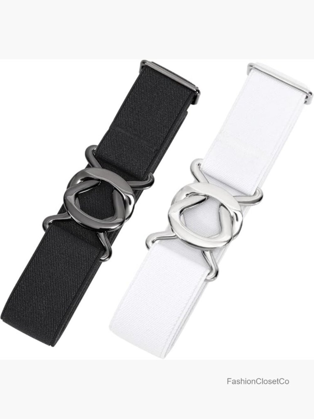 No Show Stretch Belt 2 Pack Adjustable Elastic Web Belt with Flat Buckle